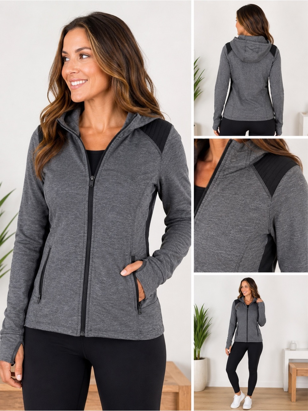 Athleta Women’s Medium Grey Hooded Zip-Up Jacket